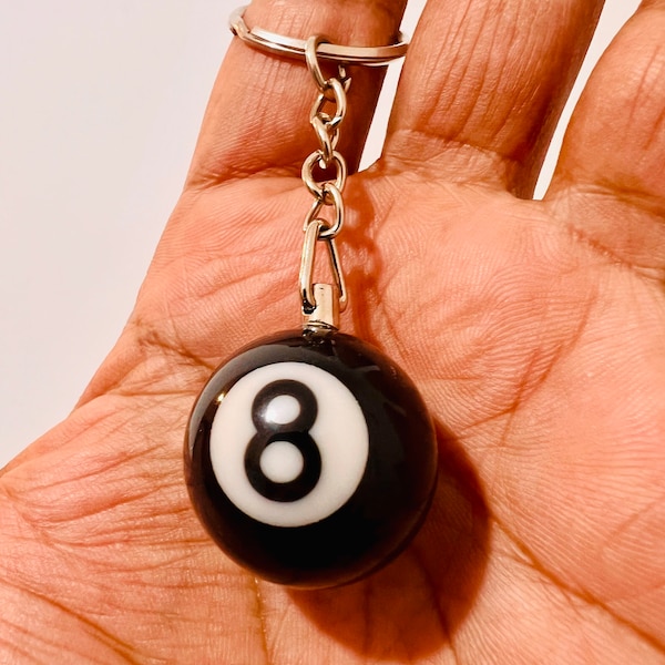 Mini 8 Ball, Acht Ball Schlüsselanhänger - 8 Ball Schlüsselanhänger, Billard Rucksackanhänger, Geburtstagsgeschenk für Pool Spieler - 8 Ball Glücksbringer Zubehör