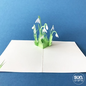 Plotterdatei 3D Pop Up Karte Schneeglöckchen, Frühling, Ostern, Geburtstag