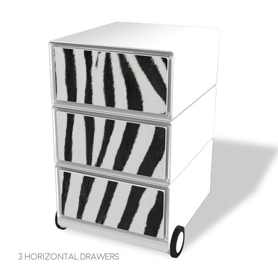 Zebra Print 3 Drawer Pedestal Etsy