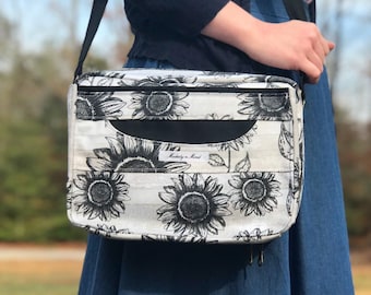 Custom Sunflower Bible Bag for Women, Bible and/or Journal Cover Purse, Custom Size Zippered Book Cover, Christian Bible Purse with Pockets,