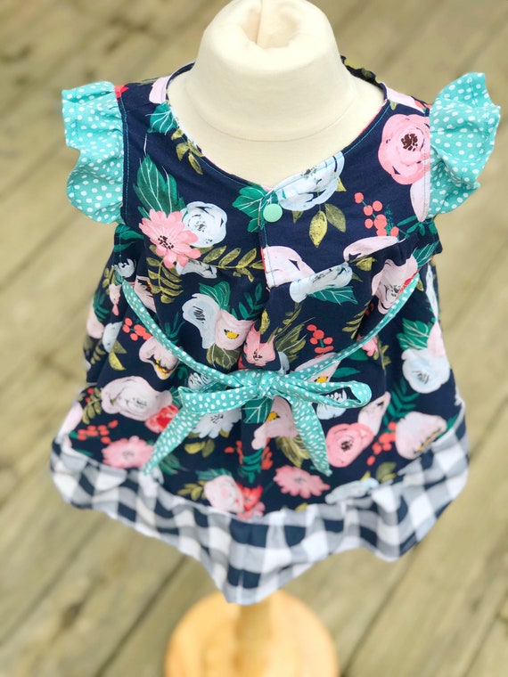 girls navy floral dress
