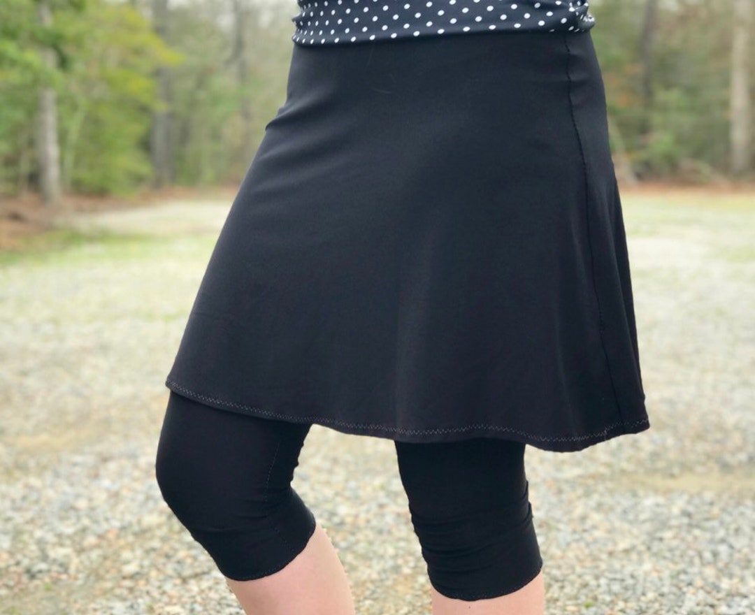 Custom Sewn Swim Skirt With Leggings, Modest Skirted Leggings for Women,  Black Modest Athletic & Swim Skirt With Built in Pants for Ladies -   Israel