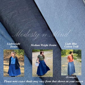 Modest Long Denim Skirt for Women, Denim Maxi Skirt with Pocket, High Waisted Evelyn Style Skirt, Aline Jean Skirt, Full Modest Denim Skirt image 2