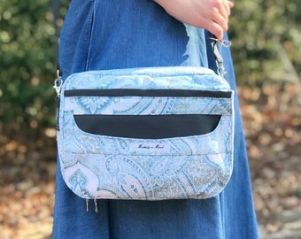 Custom Size Teal & Gray Bible Cover Purse for Women, Journal or Bible Bag with Crossbody or Shoulder Strap for Moms, Christian Gift for Her,