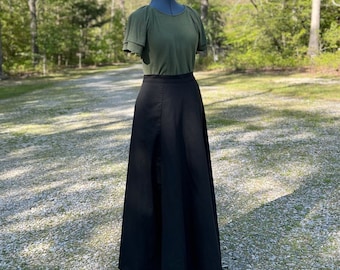 Modest Long Black Skirt for Women, Custom Maxi Skirt with Pocket, High Waisted Evelyn Style Skirt, Aline Cotton Twill Skirt, Modest Skirt