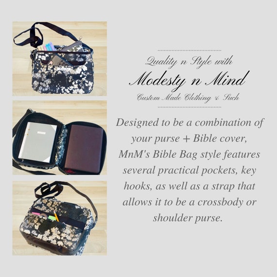 Purse Style Bible Cover | Solid Navy Blue Bible Bag – Modesty n Mind