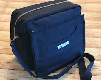 Custom Navy Blue Bible Bag for Women, Bible and/or Journal Cover Purse, Custom Size Zippered Book Cover, Christian Bible Purse with Pockets,