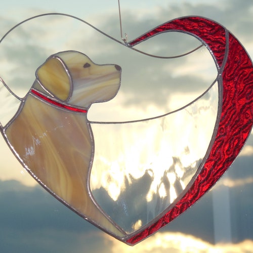 Stained Glass Retriever Suncatcher Etsy