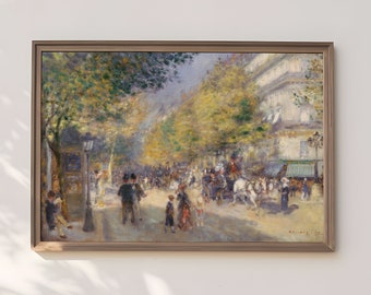 Renoir, The Great Boulevards, Impressionism, original antique painting, oil, vintage, Printable art of high resolution, instant download