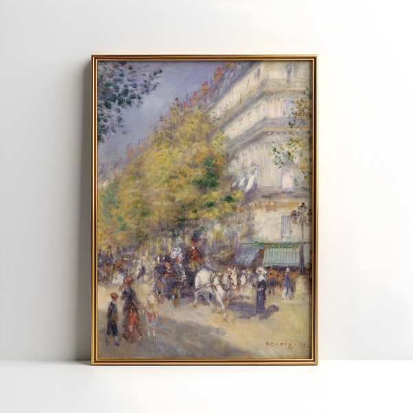 Renoir, Les grands boulevards, impressionnisme, peinture ancienne originale, huile, vintage, art imprimable haute résolution, téléchargement immédiat