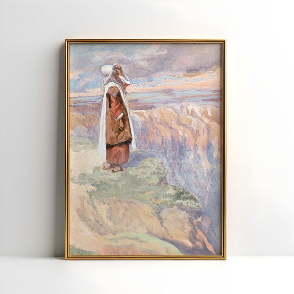 James Tissot, Moses Sees Promised Land, watercolour, original antique painting vintage, Printable art of high resolution instant download