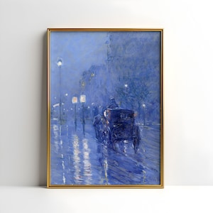 Rainy Midnight - Childe Hassam, Impressionism, original antique painting, oil, vintage, Printable art instant download, SKU  K-CH59