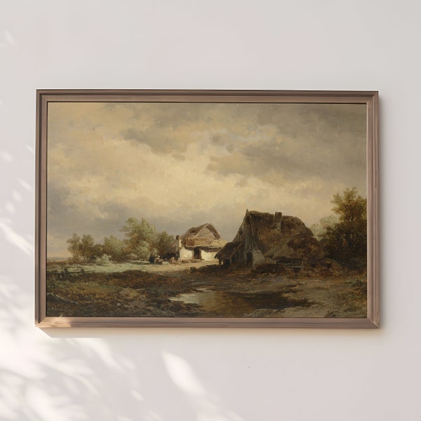 Dutch painting, Haanen - Rustic Landscape, Original vintage Printable fine art  instant download