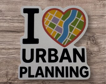 I Love Urban Planning Sticker - City Heart Zoning Map Waterproof