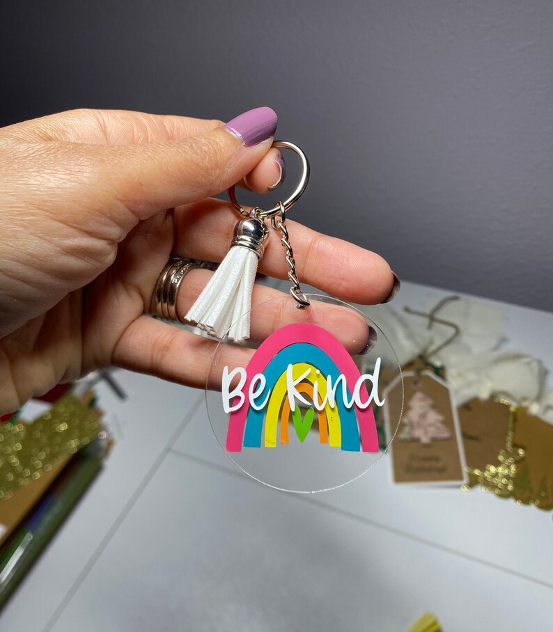 Keychains Be Kind, Frog, Mushroom, Jelly, Hippie Round Acrylic With