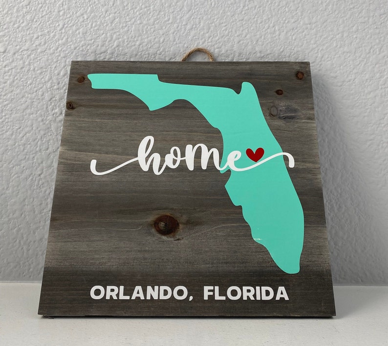 Florida - Home Wooden Sign, Map, Art, Housewarming Gift, Customizable ...
