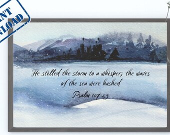 Watercolor Winter Landscape Bible Verse Print (Digital Download)