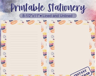 Patriotic Stationery, 4th of July Food Theme (Digital Download)