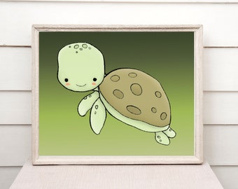 Sea Turtle Nursery Wall Art | Printable Digital Art Print | Nursery Kids Room Decor