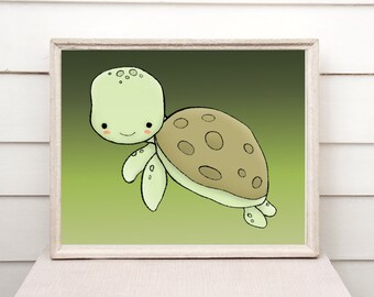 Sea Turtle Nursery Art | Cute Kids Room Decor (Digital Download)