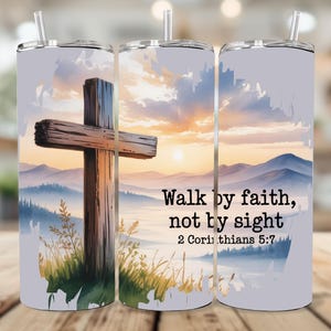Christliche Bibel-Vers-Wrap PNG, rustikaler Kreuzweg durch Glaube nahtlose Tumbler Wrap Sublimation für Männer