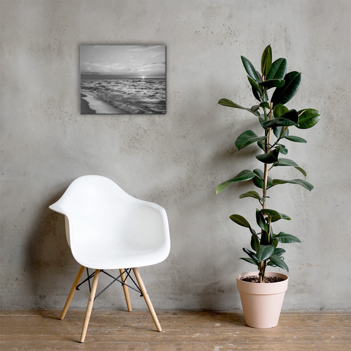 Sunset Beach Canvas Black and White Beach Wall Art - Etsy