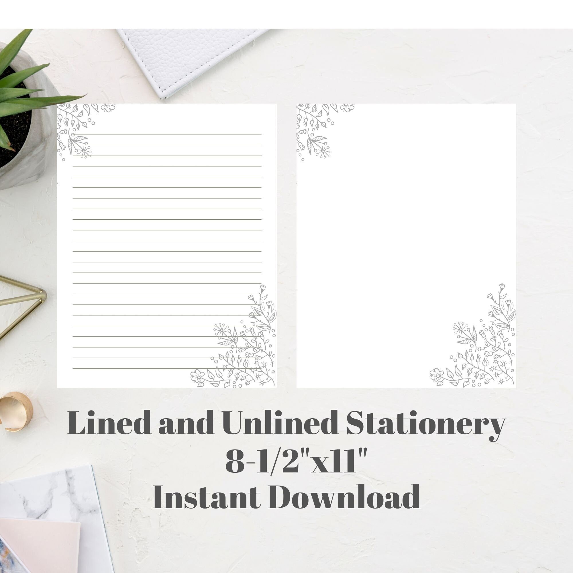 Black and White Floral Printable Stationery, Floral Stationary, Wedding ...