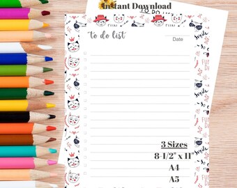 Cat To Do List Printable, Cute Task Planner (Digital Download)