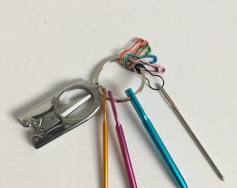Travel Crochet Hook Keyring Set: Mini Craft Tool Kit