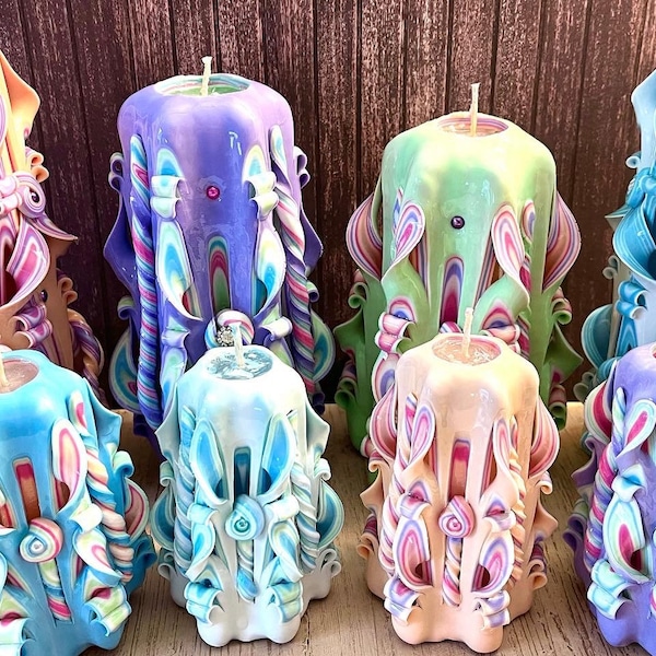 Hand Carved Candle Etsy