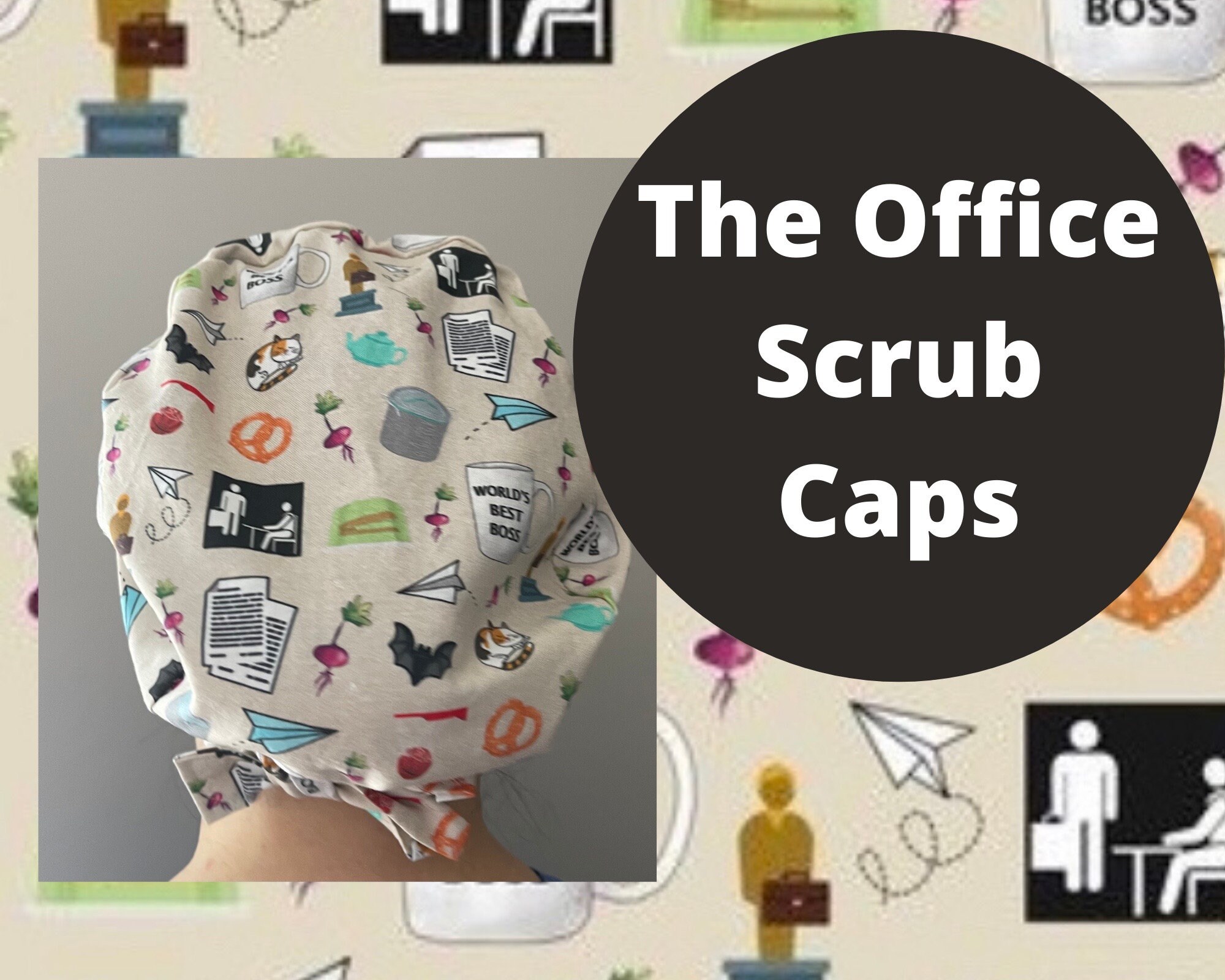OFFICE Scrub Caps Funny Scrub Caps Surgical Cap Ponytail Etsy
