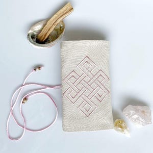Endlose Knoten Symbol gestickte Karten Wickeltasche, Altar Tarot Kartentuch, handgemachte Tarot Tasche, Liebes-Tarot-Lesung, Zauberer-Tarot-Tasche