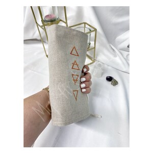 4 Elementos símbolo bordado linho cartões embrulho saco, altar tarot cartão pano, bolsa de tarô feito à mão, amor tarot leitura, mágico tarot saco