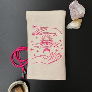タロット刺繍カードラッピングバッグ、祭壇タロットカード布、手作りポーチ、クリスタルグリッド祭壇布英国