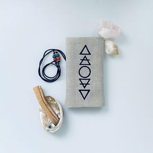 4 elementen symbool geborduurde linnen tarotkaarten verpakkingstas, altaar tarotkaartdoek, handgemaakt tarotzakje, liefde tarot lezen, tarottas