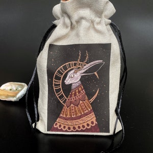Bolsa para baralho de tarô com impressão por transferência, bolsa para cartão oracle, bolsa para cartões de afirmação feita à mão, leitura de tarô amor, bolsa de tarô mágico