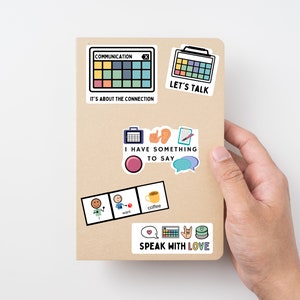 Pack d'autocollants AAC | Autocollants SLP | Autocollants de communication | Cadeau SLP | autocollants pour ordinateur portable d'orthophonie | aac slp | cadeau pour diplômés slp