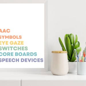 Impressão de arco-íris AAC Access: decoração para consultório de terapia fonoaudiológica (download digital)