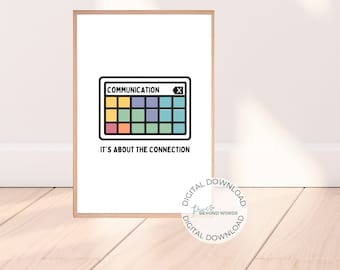Communication Connection AAC Device Digital Poster | Speech Therapy Wall Art | Speech Therapist Office Decor