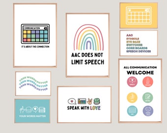 Muted Rainbow SLP Office Poster Set: AAC Speech Therapy Decor (Digital Download)
