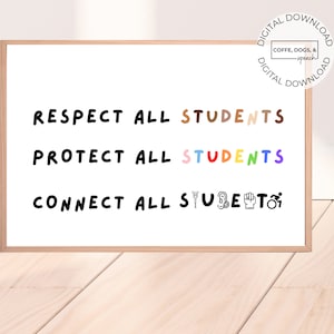Respect all students poster | Poster School Counselor | Office Decor School Psychologist Therapist | Office Social Worker | Classroom decor