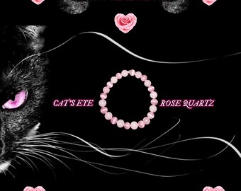 Bracelet, Jewelry, Crystals, Rose Quartz, Cat's Eye, Pink, Energy, Healing, Wellness, Love.