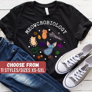 Meowcrobiology T-Shirt, Funny Cat Lover Gift, Biology Teacher Student Gift, Microbiologist Tee, Biologist Scientist Tee, Biology Cat Shirt