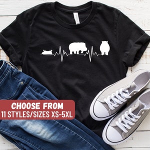 Hippo Heartbeat T-Shirt, Funny Hippo Shirt, Hippo Lover, Hippo Gift, Cute Hippo Shirt, Hippopotamus Shirt, Hippopotamus Gift, Hippopotamus
