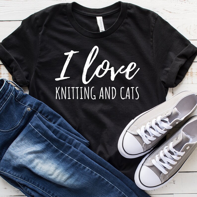 Hoodie Knitter Gift Funny Knitting Shirt Knitting Lover Funny Knitter Shirt Knitting Gift I Love Knitting And Cats T-Shirt Tank Top