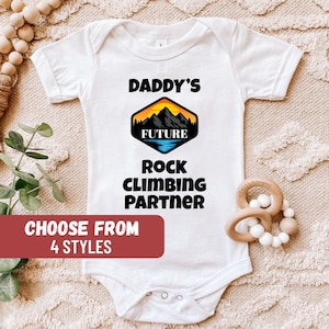 Body bébé escalade, body bébé grimpeur, cadeau escalade, révéler bébé, futur body bébé partenaire d'escalade de papa