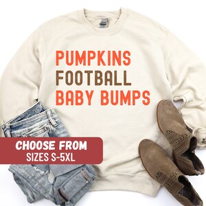 Pregnancy Announcement Sweatshirt, Fall Maternity Sweater, Football Baby Reveal, Baby Announcement, Pumpkins Football Baby Bumps Sweatshirt