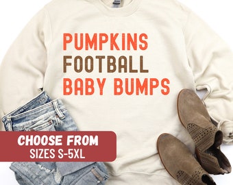 Sudadera de anuncio de embarazo, suéter de maternidad de otoño, revelación de bebé de fútbol, anuncio de bebé, sudadera de calabazas de fútbol para bebés