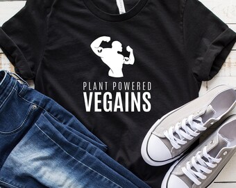 Plant Powered Vegains T-Shirt, Funny Vegan Shirt, Vegetarian Shirt, Vegan Shirt, Vegan Gift, Vegan Lover, Veganism Shirt, Tank Top, Hoodie