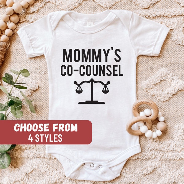 Funny Lawyer Baby Bodysuit, Cute Baby Clothing, Baby Shower Gift, Gift For Baby, Future Lawyer Shirt, Mommy's Co Counsel Baby Bodysuit